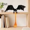 Statuie Creatură Mitică Dragon Colț de Bibliotecă Lumină cu Efect de Flacără LED, Decor Raft Fantasy, Ornament Lumina de Noapte Zburătoare pentru Birou