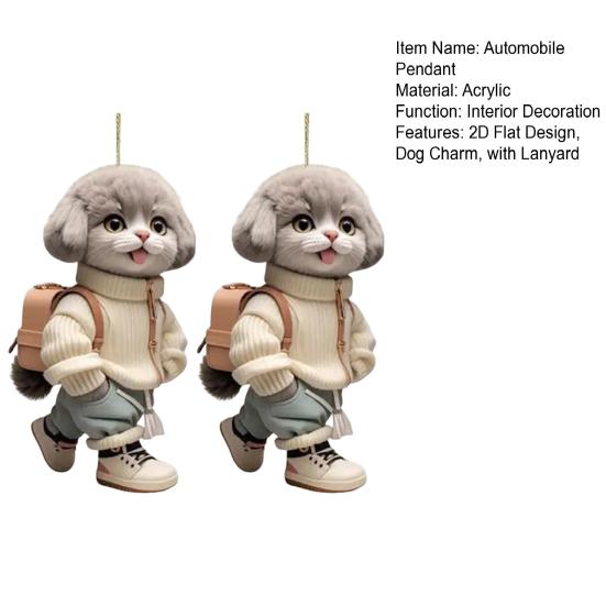 2Pcs Automobile Pendant Vibrant Decor Acrylics Craftsmanship Multipurpose Dog Backpack Charm Car Ornament
