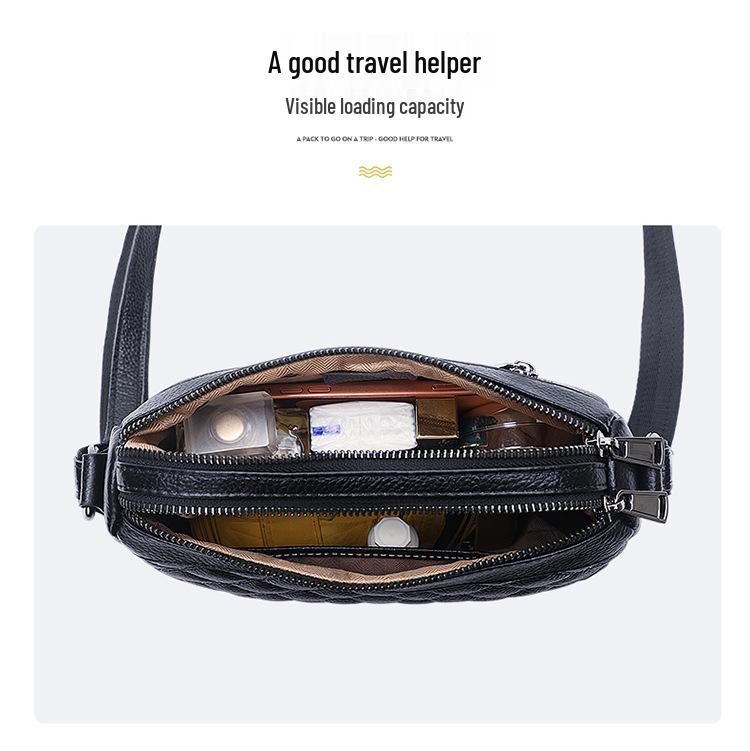 Genuine Leather Large Capacity Women's Shoulder & Crossbody Bag with Diamond Pattern - 2026 Trendy Casual Fashion Backpack