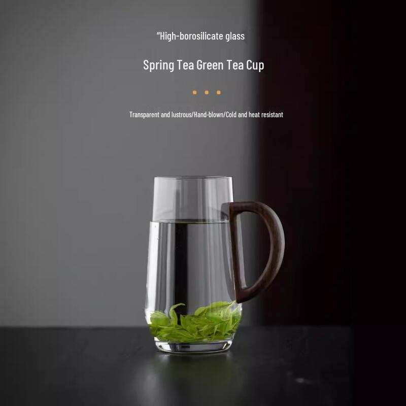 ZISIZ Glass Tea Cup with Wooden Handle