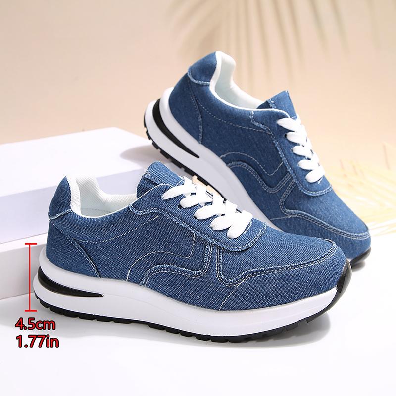 Fashion Women's Spring Autumn Casual Sports Shoes Plus Size Fashion Blue Denim Platform Sneakers Woman Thick Sole Non Slip Walking Shoes