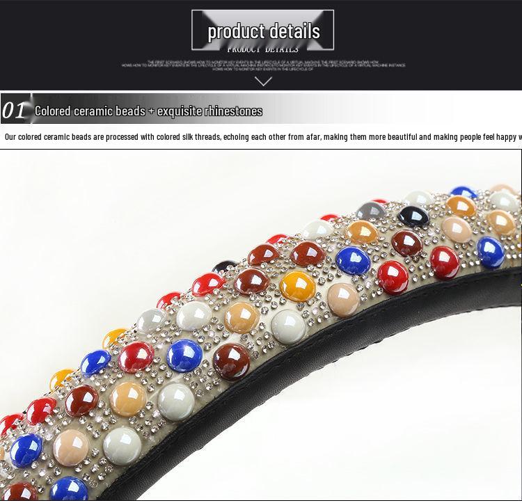 Women's Ceramic Ice Bead Diamond Steering Wheel Cover - Non-slip, Universal, Four Seasons