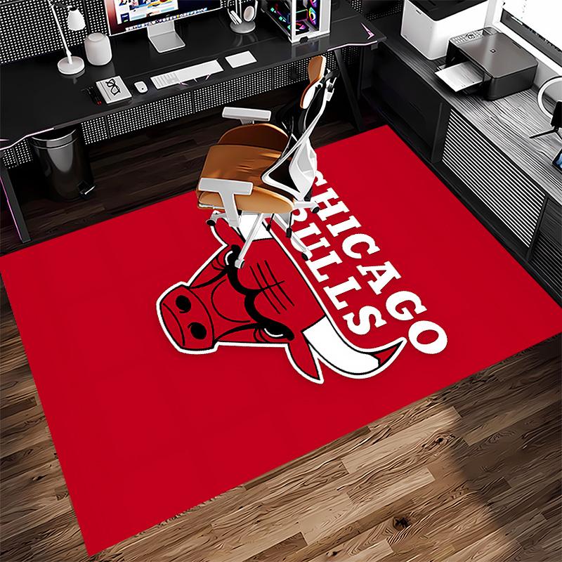 Chicago Bulls logo Print Area Rug-Soft,Washable Non-Slip Indoor Mat Office Chairs,Living Room,Home Office Decorative Rug