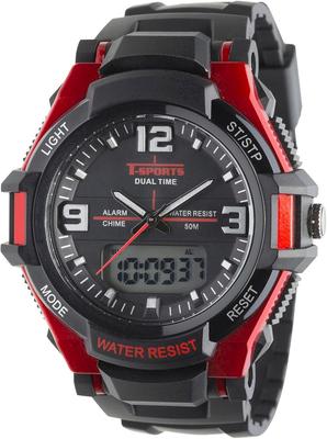 [Clefa] Digital Ana Men's Watch Waterproof Stopwatch Urethane Belt Black TS-AD253-RD