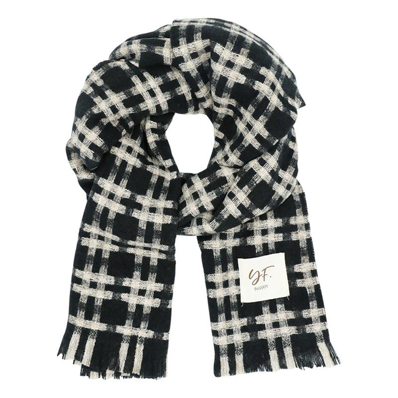 New winter couple plaid scarf double-sided imitation cashmere shawl thickened warm versatile plaid scarf women's winter