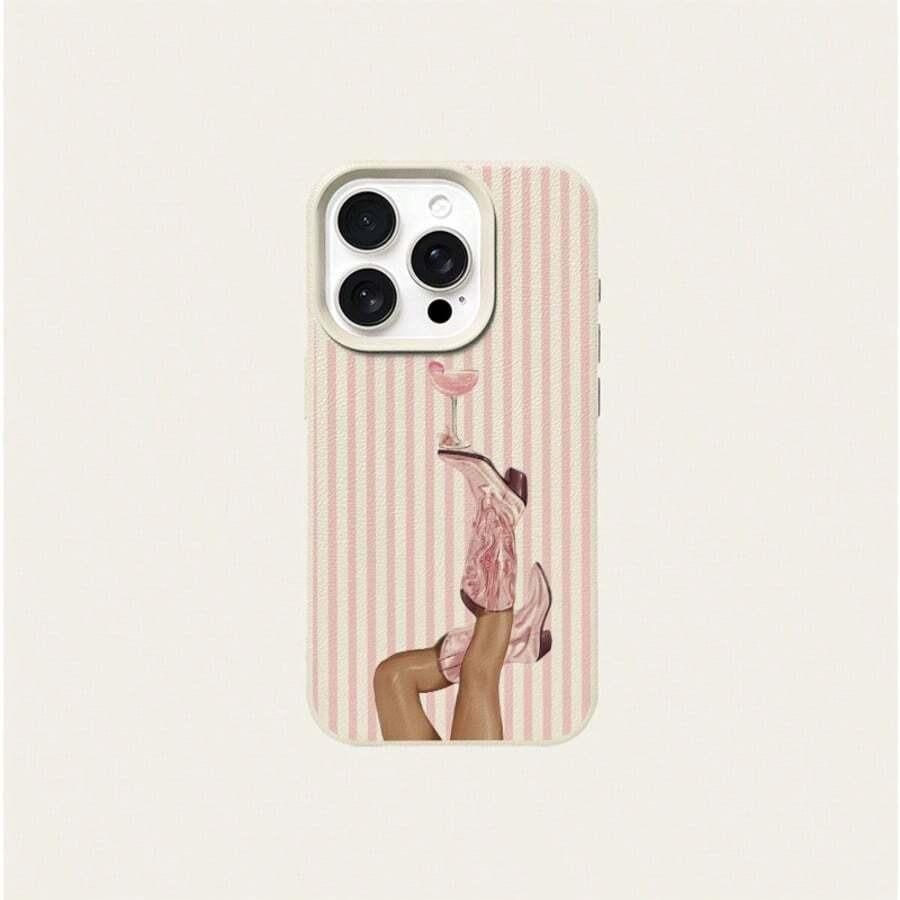 Fashion Pink Stripe Cowboy Boots Case For iPhone 17Air 16 15 14pro 13 12 11 Pro Max Plus Luxury Y2K Aesthetic Soft TPU Cover