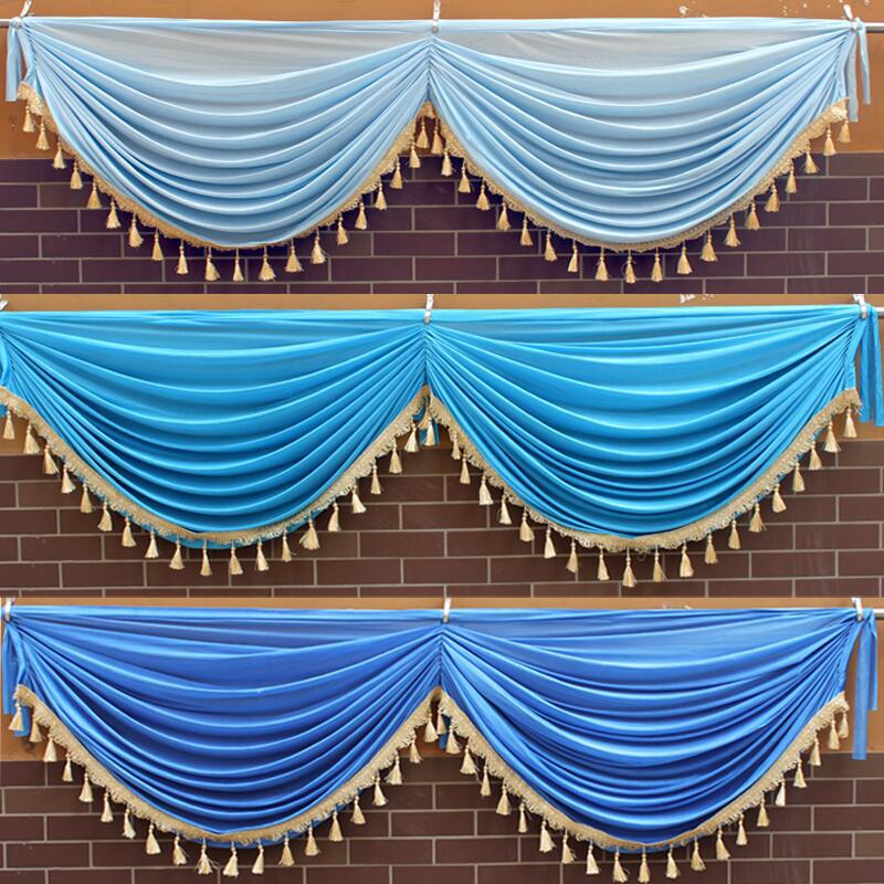 2M Wedding Background Curtain Swag Party Valance Drape Panel Wedding Backdrop Curtain Valance Stage Background Decor Drapery
