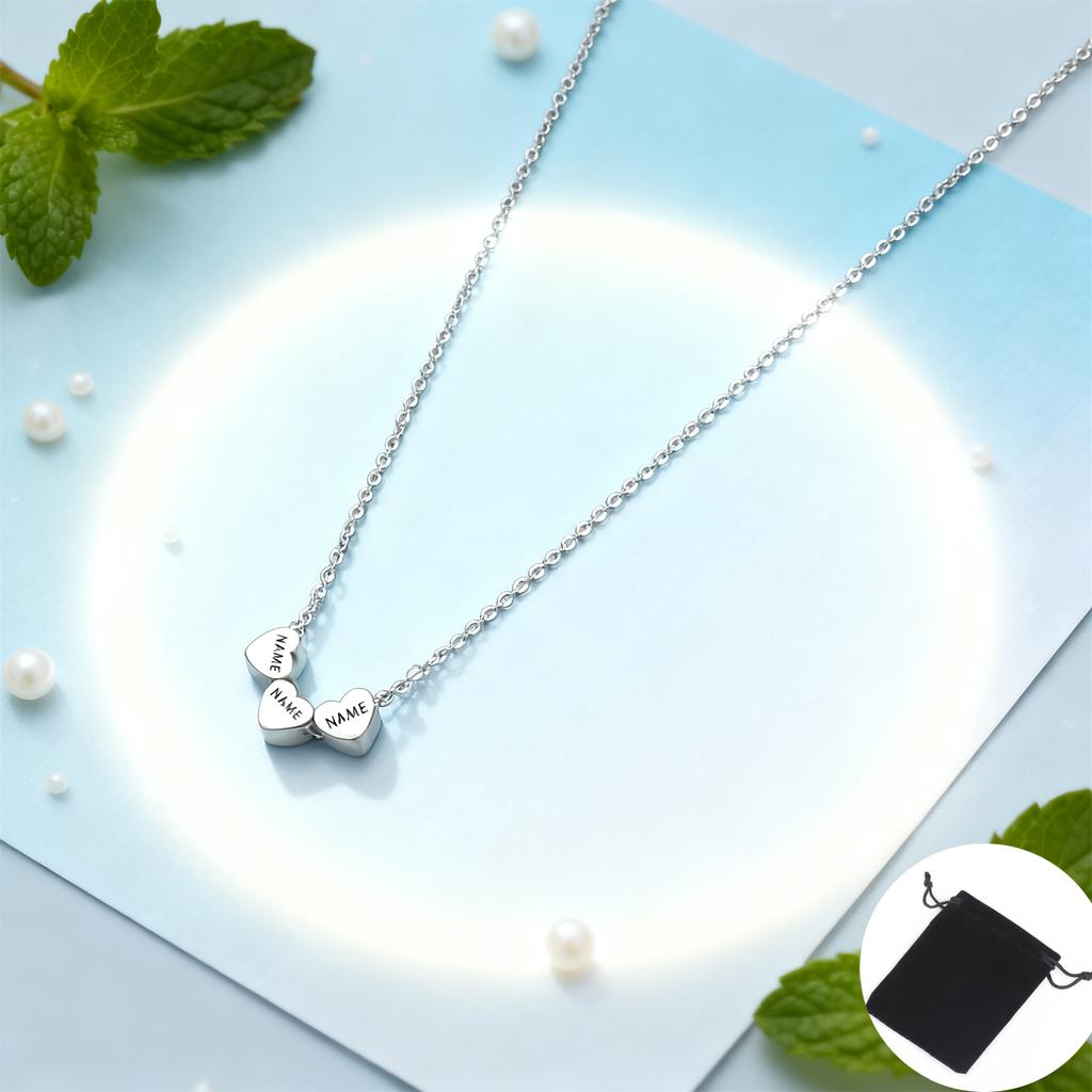 Customized Name Date Mini Minimalist Love Necklace Stainless Steel Heart Shaped Women's Necklace Fashion Couple Jewelry Gift