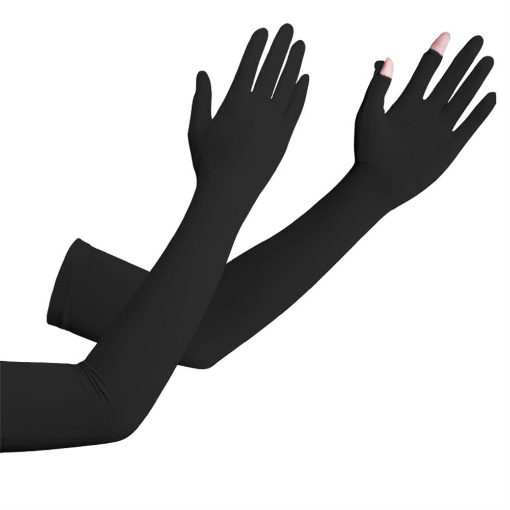 1 Pair Open  Fingered  Sunscreen  Gloves Summer Ice Silk Outdoor Cycling Non-slip Breathable Long Sunshade Sleeves