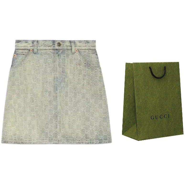 GUCCI SS22 Denim Short Skirts Women's Blue Black 678789-XDBOK-4692