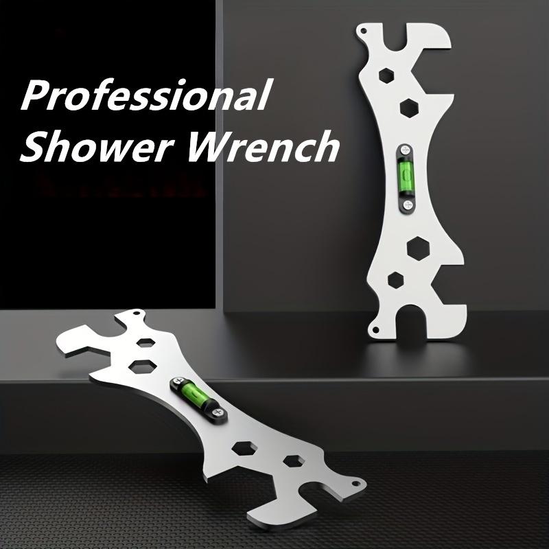 1pc Home Bathroom Wrench, Universal Bathroom Wrench, Thickened Stainless Steel Rust-proof Material Hexagonal Level, Curved Foot Level Ruler