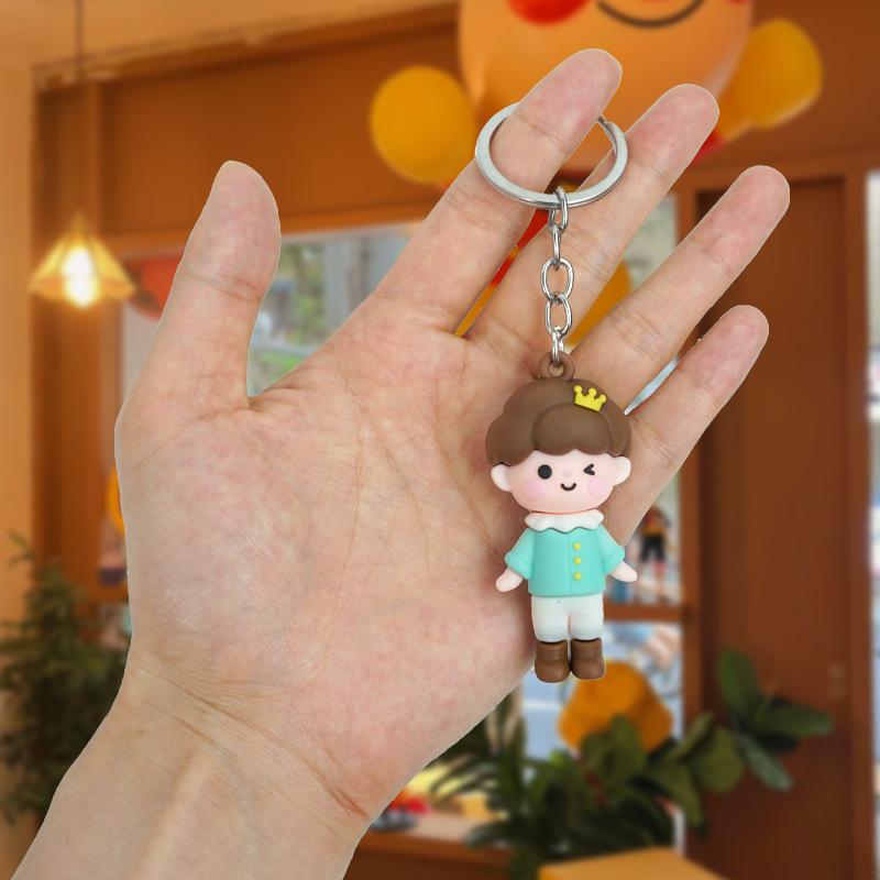 Adorable Braided Girl & Boy Figurine Keychain Charms: Creative Cartoon Backpack Pendants
