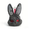 Gothic Rebel Rabbit Plush Keychain Funny Reborn Bunny Doll Cartoon Stuffed Toy PP Cotton Filled for Halloween Holiday Decor Gift
