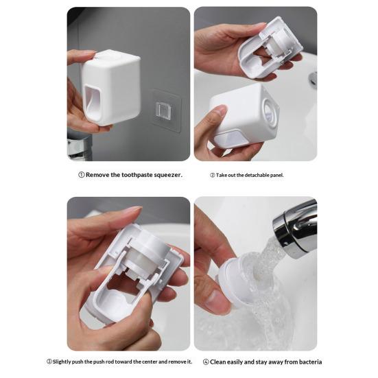 Wall Mounted Toothpaste Dispenser Adhesive Toothpaste Holder No Drilling Automatic Toothpaste Squeezer for Kids And Adults Bathroom
