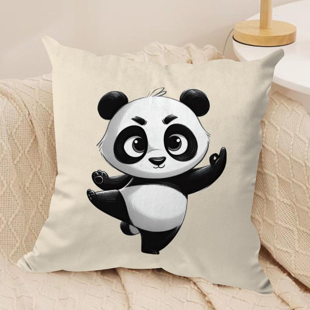 Cute Panda Cushion Cover Soft Plush Throw Pillow Cover DoubleSided Decorative Cushion Case Sofa Bedroom Home Decor