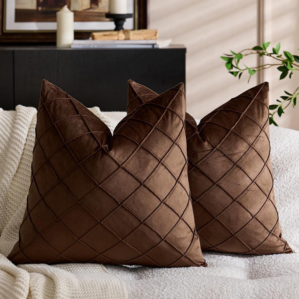 Throw Nordic Checkered Velvet Embroidered Pillow Cover For Sofa Décor