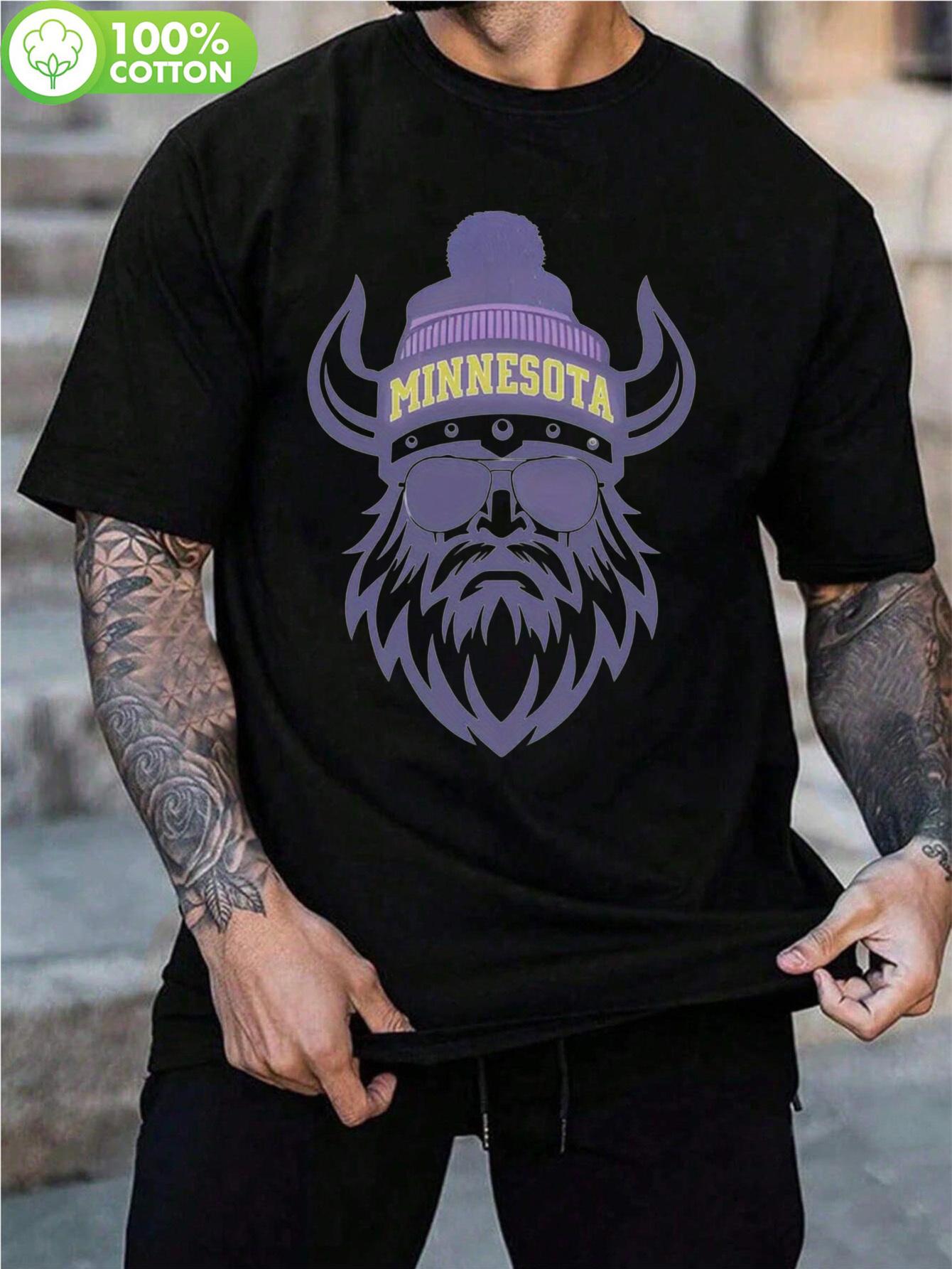 

Retro Minnesota Graphic T-shirt - 100% Cotton Loose Fit Casual Tee with Purple & Yellow Team Print XXXL