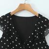 2026 Chic Polka Dot Ruffle Chiffon V-Neck Mini Dress