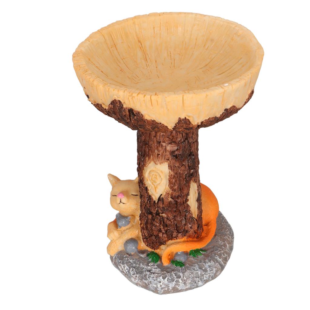 Cat Bird Bath Statue Durable Resin Bird Bath Bowl Exquisite Decorative Bird Feeding Statue for Courtyard Balcony