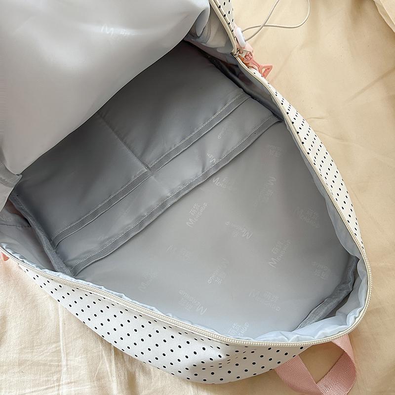 Damen Rucksack Studenten Schultasche College Stil Schleife Polo Punkt Rucksack