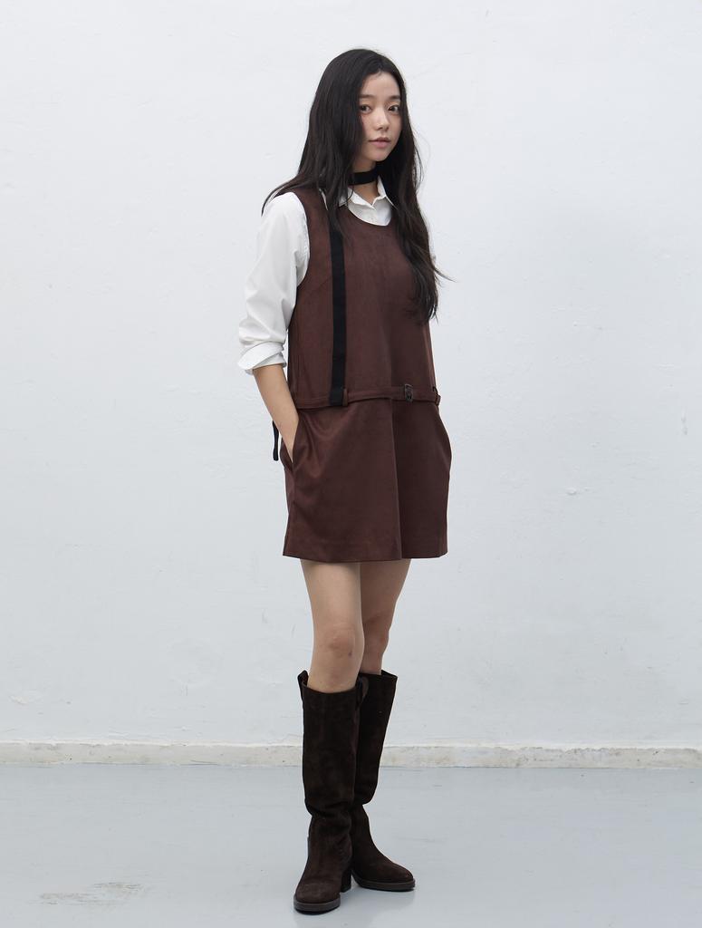 General Idea Suede Belted Dress [Dark Brown] / Wbe4L15512