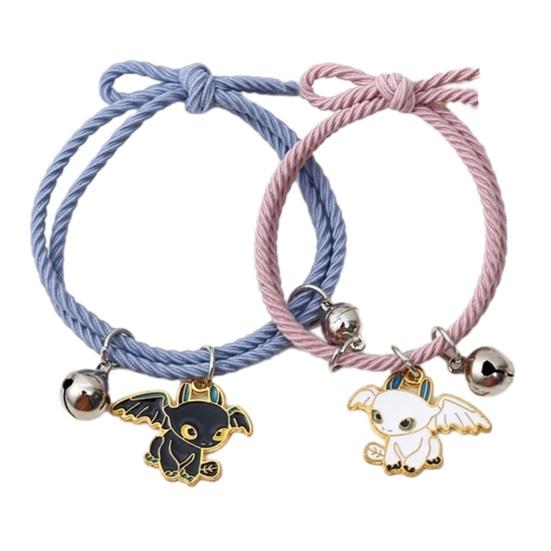 Dámský náramek vázanka na vlasy Dvojitý magnetický přívěsek Bell Cartoon