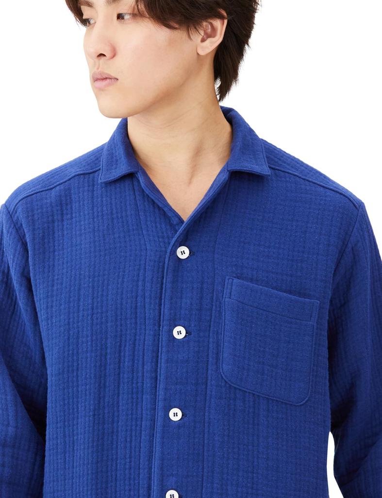 Gunze KAIMIN NAVI Collaboration with Long Sleeve and Royal Size L Men's Pajamas, UCHINO, Pants, Waffle-In Gauze, Blue,