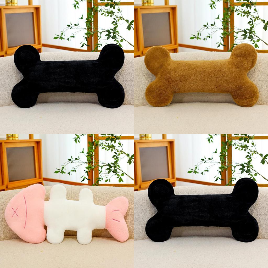Almohada de Hueso de Pescado de Peluche con Relleno Suave de Algodón PP para Niños y Adultos