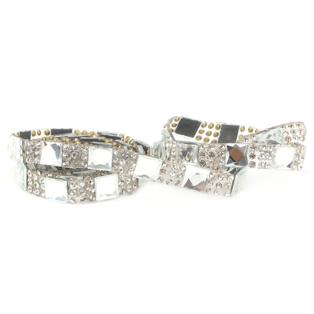 5 yard Hotfix Clear Crystal Glass Rhinestone Fabric Chain Trim DIY Applique (8mm White)