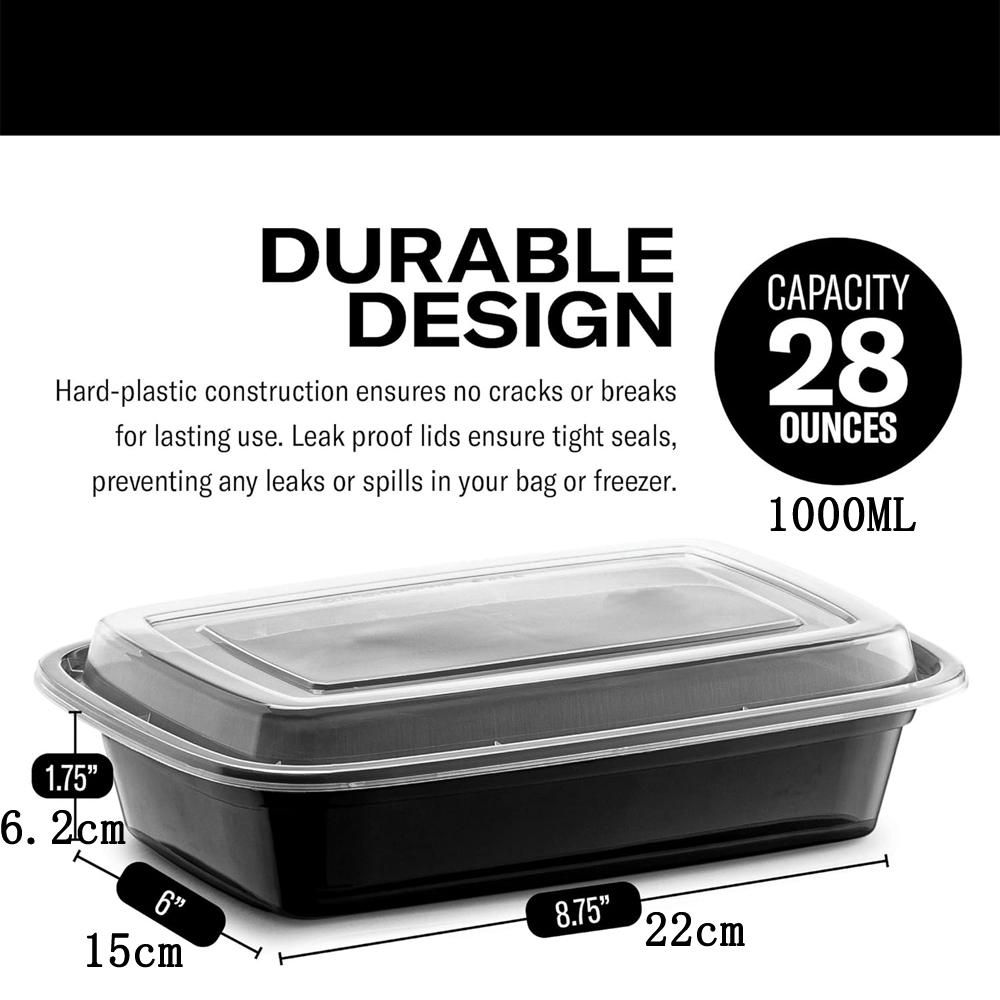 28OZDisposable Meal Prep Containers Microwave Safe Food Storage Containers with Lids Take Out Disposable Plastic Bento Lunch Box