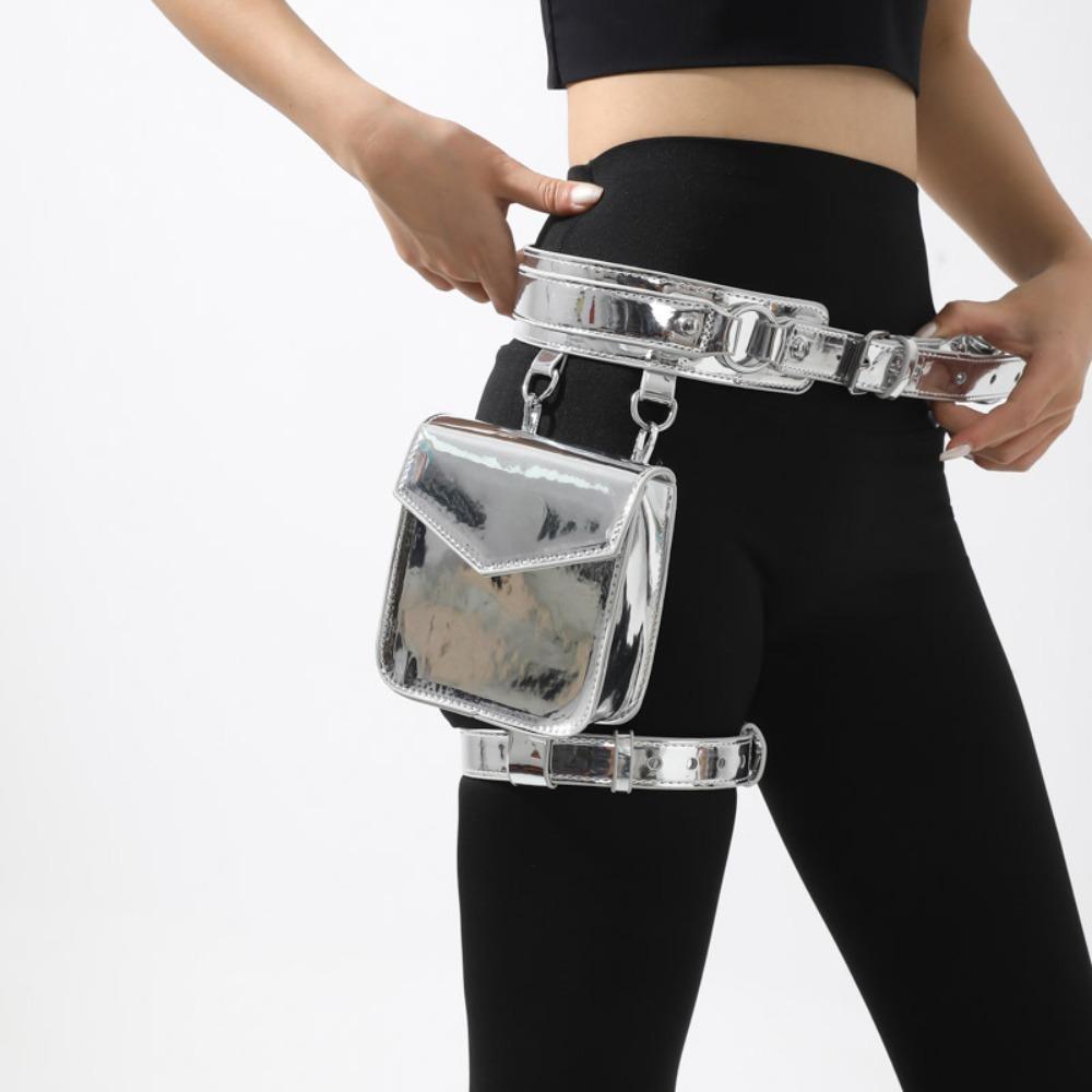 Leg Ring Metallic Waist Belt Pouch Goth Thigh Harness Leg Bag Motorcycle Waistpack  Outdoor