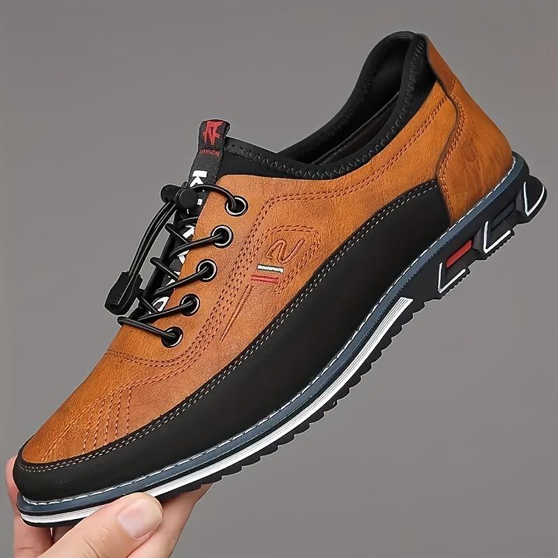 Men'S Plus Size Color Block Dress Shoes - Breathable Non-Slip Rubber Sole, Stylish Lace-Up Design for Business & Casual Wear, Comfortable EVA Insole