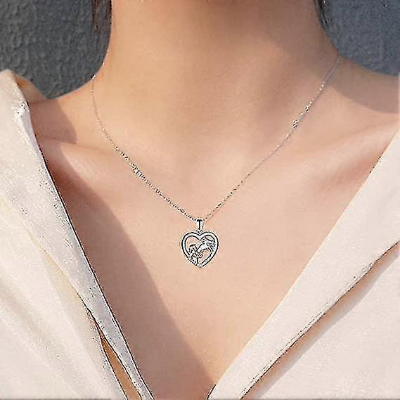 Girl And Horse Necklace For Girls Sterling Silver Horse Jewellery Horse Gifts For Women 18"