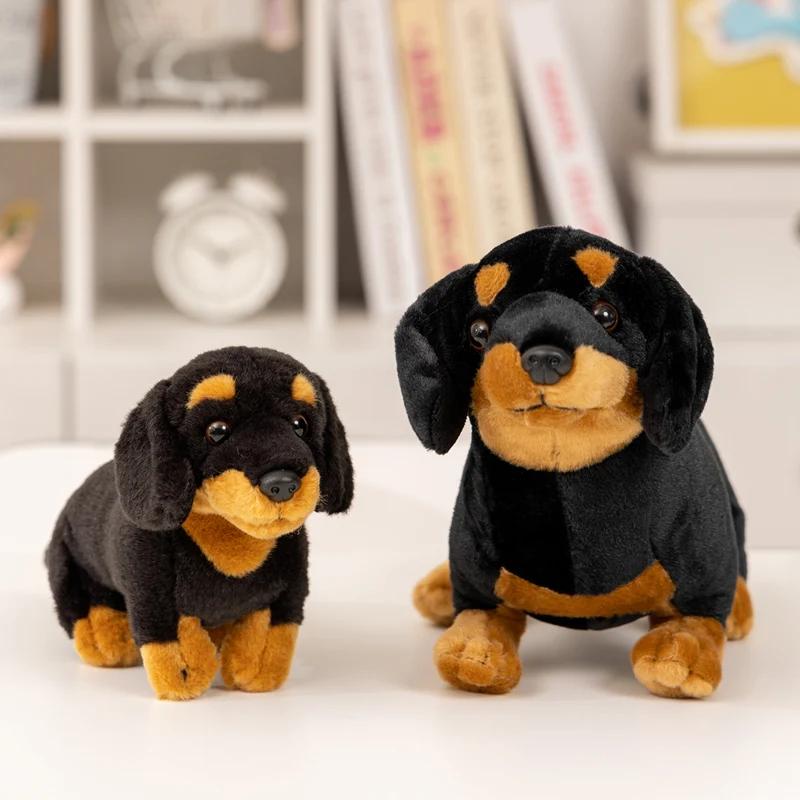 Cartoon Dachshund Stuffed Animal Soft Fluffy Weiner Dog Plush Toy Cute Realistic Dog Plushie For Dog Lovers Collection Gift