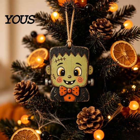 Moisture Proof Decorative Accents Halloween Wooden Hanging Decor, Vintage Ghost Pumpkin Pendant Decorations, Cartoon Durable Indoor Accessories Style