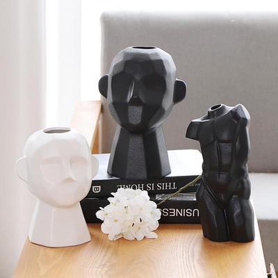 Nordic Abstract Geometric Human Head Ceramic Vase - Modern Home Art Decoration