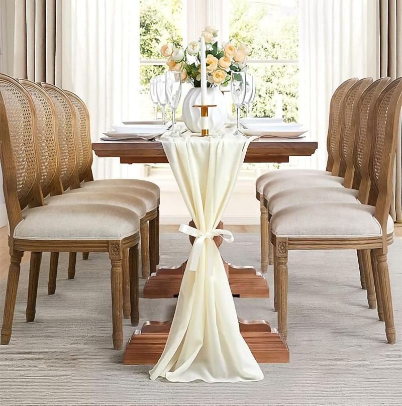 White Chiffon Table Runners Sheer Table Runner Wedding Arch Chair Sashes for Baby Shower Birthday Party Table Top Decoration