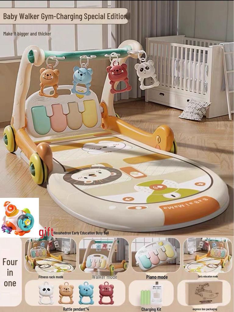 Newborn Pedal Piano Gym Walker: Early Learning Music Stroller Toy