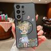 Cartoon Flower Girl Pattern Case For Samsung Galaxy S26 Ultra S25 Edge S24 Plus S23 FE S22 A54 A55 A56 5G Magnetic For Magsafe Matte Cover