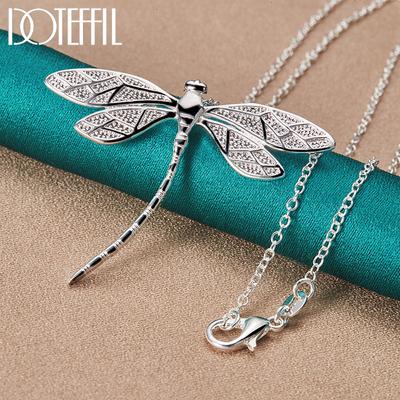 DOTEFFIL Collana con ciondolo a forma di libellula in argento sterling 925. Gioielli di moda per feste di nozze