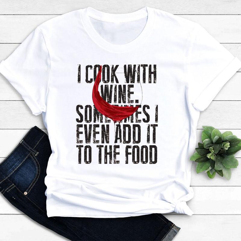 Womens Vintage Tee Color Wine Glass Print a Generation Hair Base Shirt Trend Aesthetic Graphic T Shirts Casual Tops