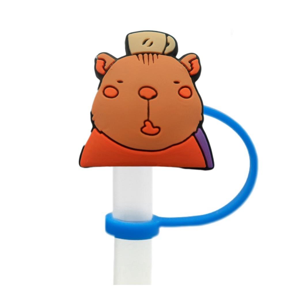 

Cute Capybara 10mm Straw Cap Compatible with Stanley Cup Accessories Decoration Dustproof Straw Stopper Silicone Straw Cap