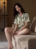 Women's Summer Floral Ice Silk Short Sleeve & Shorts Loungewear Set
