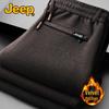 Men's Fleece-Lined Straight-Leg Wool-Blend Casual Trousers