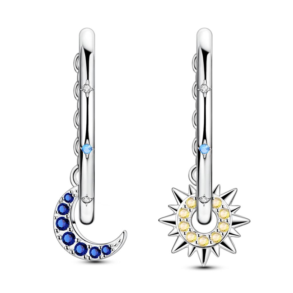 Star Series Copper Earring For Woman Sun Moon Hoop Earring Fine Jewelry Birthday Party Gifts