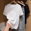 Women's White Cotton T-shirt with Artistic Floral Print