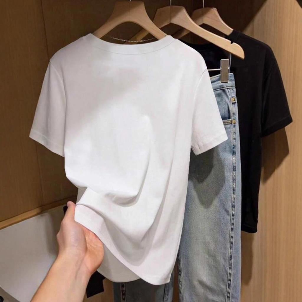 Women's White Cotton T-shirt with Artistic Floral Print