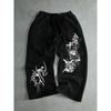 Men's Casual Straight Leg Pants with Loose Polyester Sports Pants Featuring Dark Gothic Skull Print, Retro Street Style
