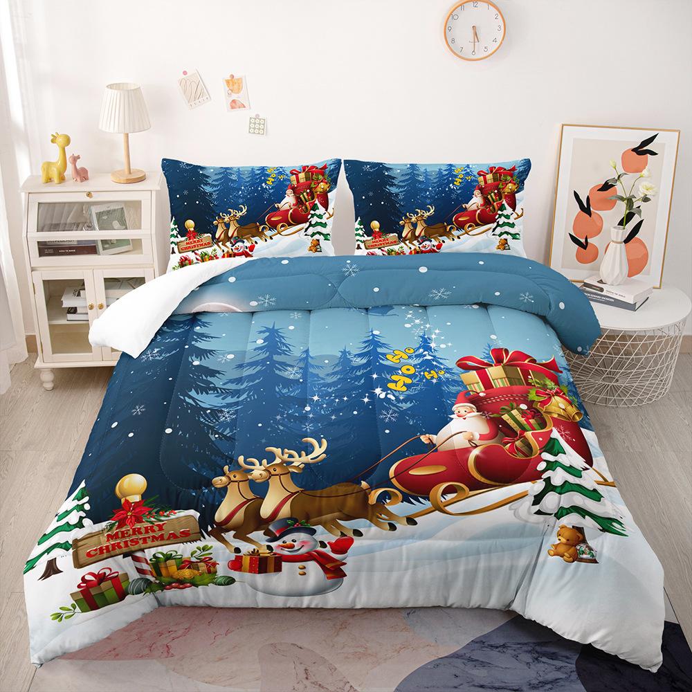Festive Santa Claus Duvet Cover Set Christmas Comforter Cover Merry Christmas Bedding Sets Winter Snow Holiday Quilt Cover