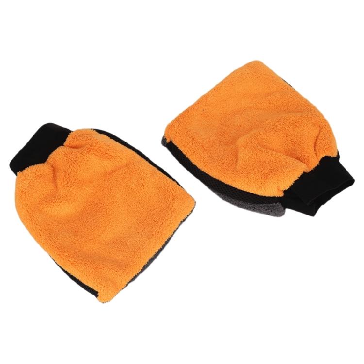 Vehicle Cleaning Mitt Pair with Double-Sided Soft Fleece Texture and Elastic Cuff for Wet Dry Washing and Household Wiping